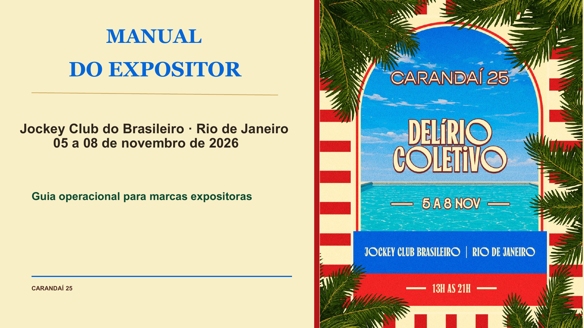 Capa do Manual do Expositor Carandaí 25 · Jockey Club Brasileiro · Rio de Janeiro · 05 a 08 de novembro de 2026